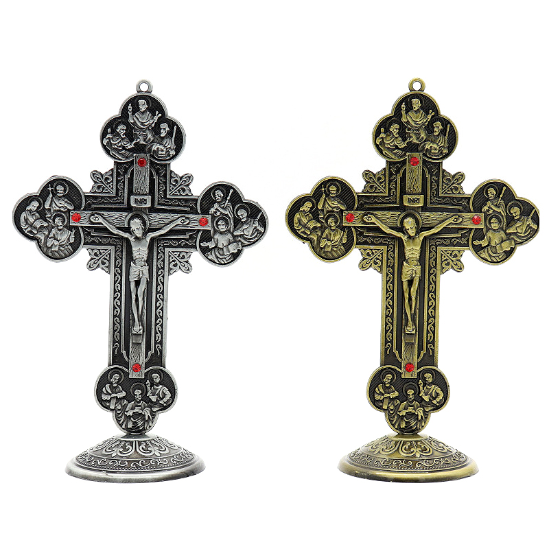 Home Office Icon - カトリックキリスト教宗教クロスアイコン12使徒像イエスcrucifijo十字架悪魔払いオフィス家の装飾工芸品