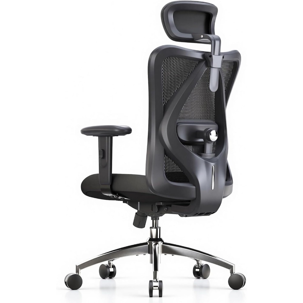 Home Office Desk - 人間工学に基づいたメッシュデスクチェア、調節可能なランバーサポートとヘッドレスト付き、ホームオフィス用