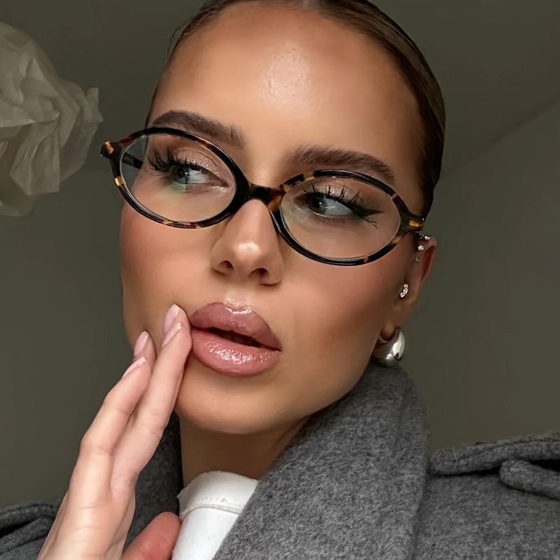Blue Light Glasses - ヴィンテージオーバルサングラス女性の高級ブランドデザイナー小さなオーバル抗青色光メガネレトロファッション男性ヒョウ Eyegalsses
