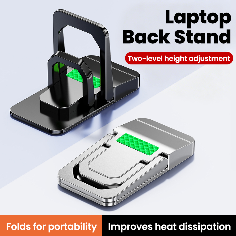 Laptop Stand Foldable - 2 個折りたたみ式目に見えないコンピュータースタンドノートブックバックマウントブラケット 2 段階の高さ調整ラップトップスタンド粘着バックホルダー