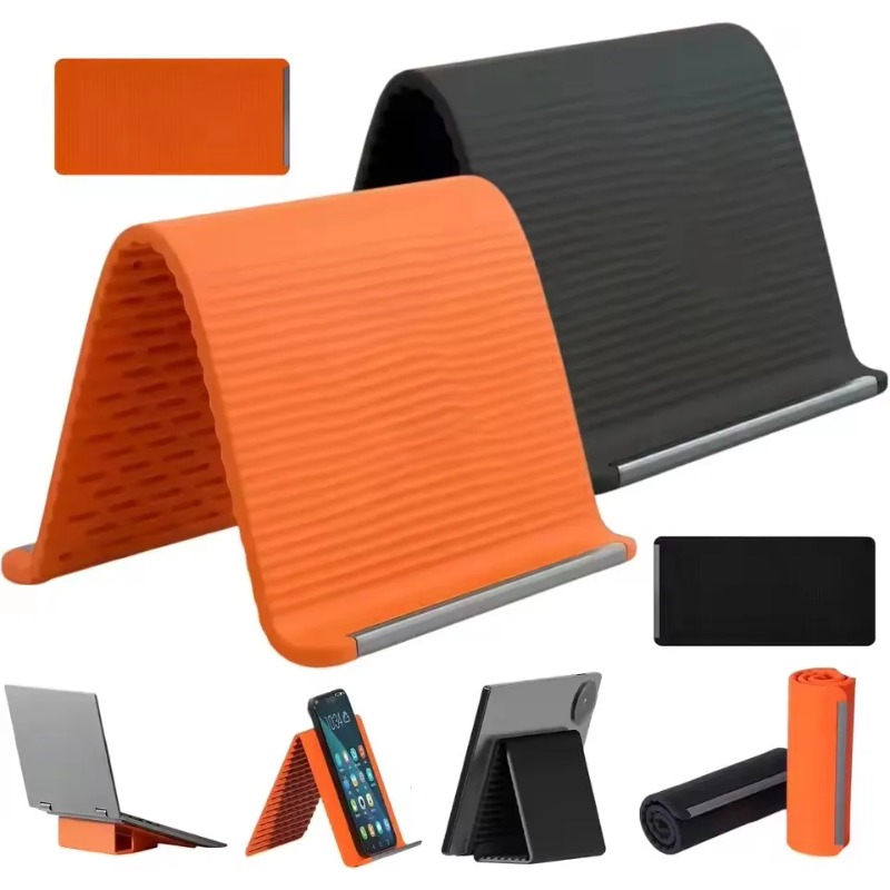 Laptop Stand Foldable - 柔軟で折りたたみ可能なシリコン製携帯電話ホルダー、ポータブルで多角度調整可能なデスクトップスタンド、iPhone、iPad、ノートパソコン、タブレット、ホームオフィス用