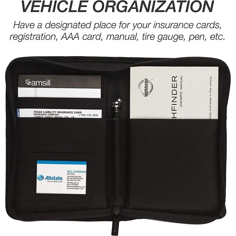 Rolling File Cart - ナイロン車登録保険ホルダー運転免許証ケースクレジットカード自動車ドキュメントホルダー車両グローブボックスオーガナイザー
