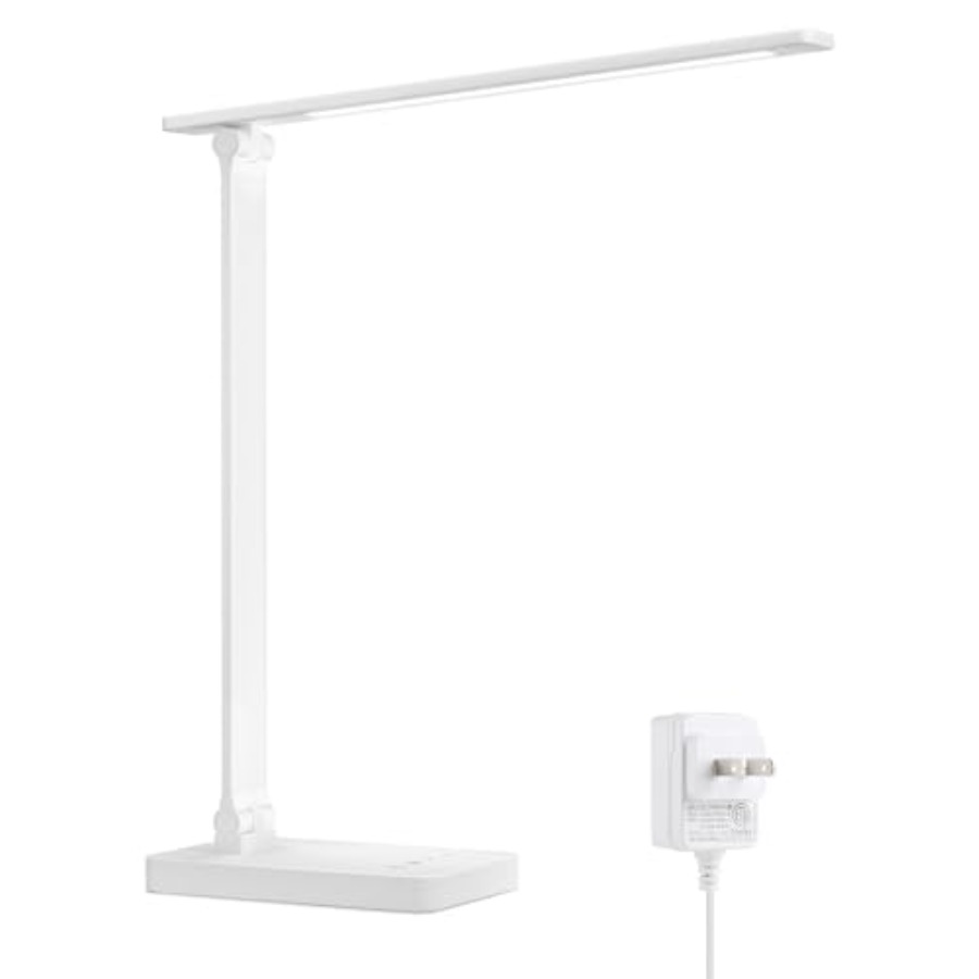 Home Office Desk - LEDデスクランプ、メタルデスクライト9.5W 800lm、最高のタスクランプ、5色モード5段階明るさ調整、調光可能なホームオフィスデスクトップランプ