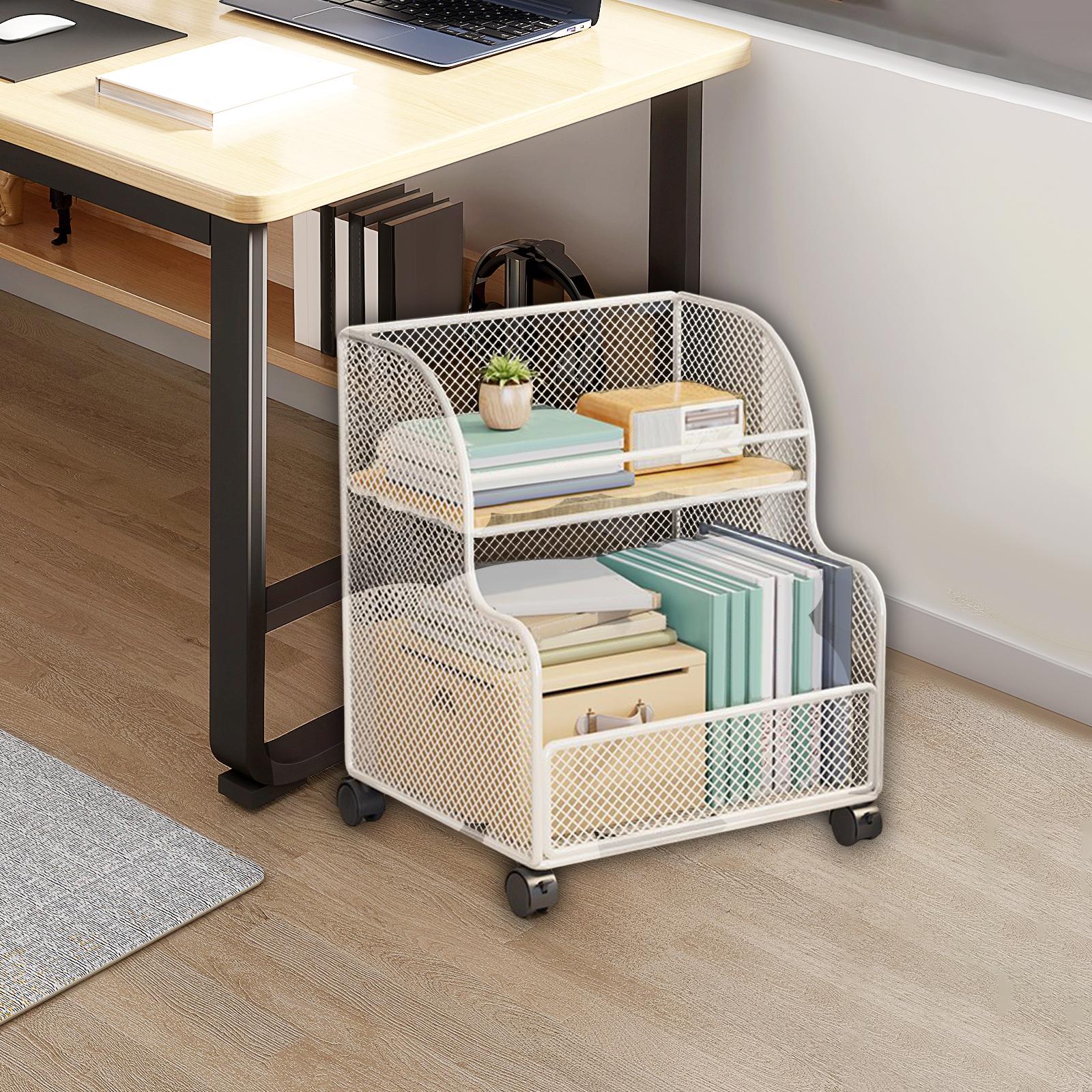 Rolling File Cart - デスク下収納ラック 多目的トロリー ファイルホルダー キャスター付きオーガナイザー モバイルローリングカート 寝室・家庭用