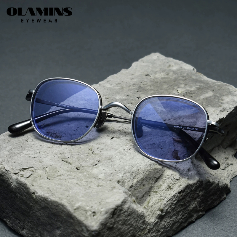 Blue Light Glasses - オラミンズ超軽量純チタン磁気近視メガネレトロスクエアメンズビッグフェイスフレンドリー偏光サングラスアンチブルーライト