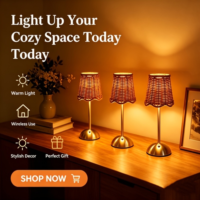 ボヘミアンスタイルの編み込みラタンアートテーブルランプ、3段 - Desk Lamp Led のレビューと価格