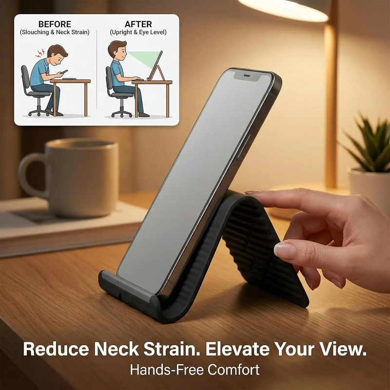 柔軟で折りたたみ可能なシリコン製携帯電話ホルダー、ポータブル - Laptop Stand Foldable のレビューと価格
