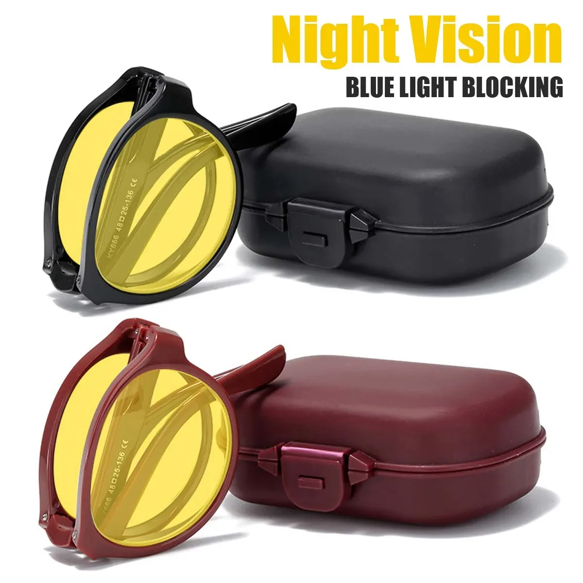 折りたたみ式ナイトビジョンメガネ ボックス付き メンズ レデ - Blue Light Glasses のレビューと価格