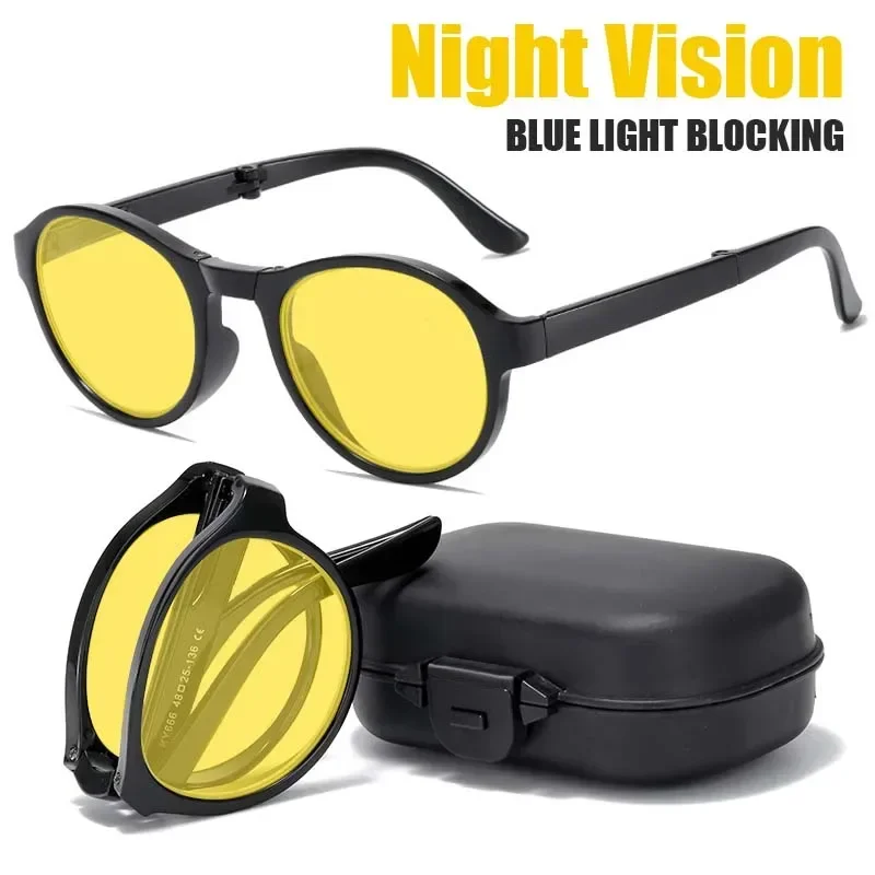 折りたたみ式ナイトビジョンメガネ ボックス付き メンズ レデ - Blue Light Glasses のレビューと価格