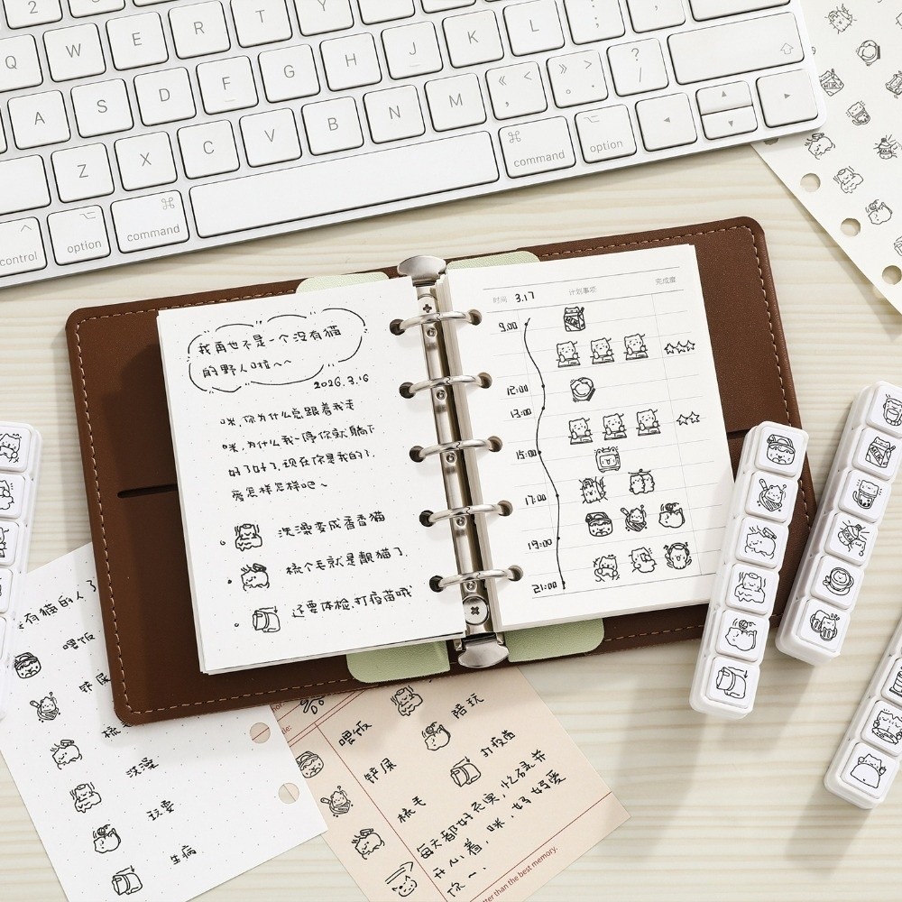 6 個かわいいデザイン猫感情スタンプミニサイズ日常生活シリー - Whiteboard Magnetic のレビューと価格