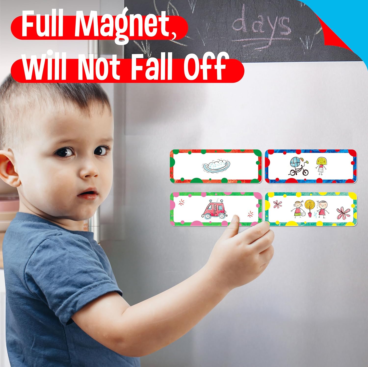 54個の磁気名札、ドライイレース再利用可能ラベル、9デザイン - Whiteboard Magnetic のレビューと価格
