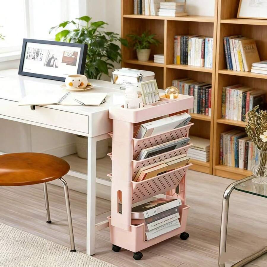 5段式ローリング収納カート（穴あき棚付き）-本、ファイル、雑 - Rolling File Cart のレビューと価格