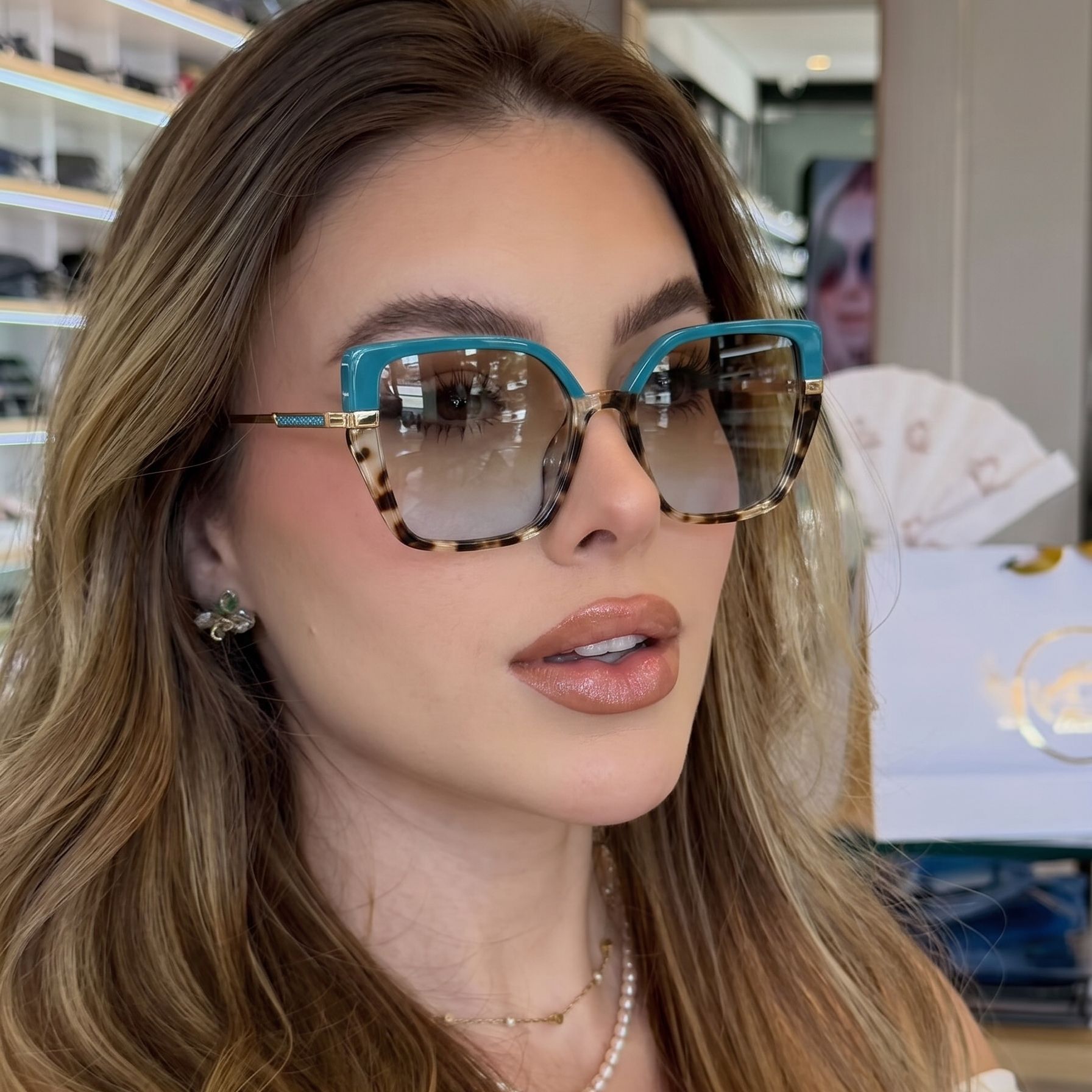 カラーブロックカラーコントラストキャッツアイフラットレンズ2 - Blue Light Glasses のレビューと価格