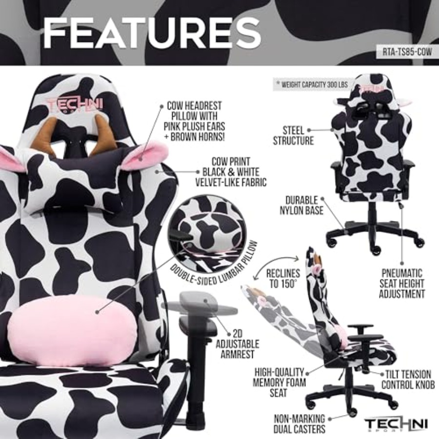 ホームオフィス用ゲーミングチェア、黒牛革製、人間工学に基づい - Home Office Chair のレビューと価格
