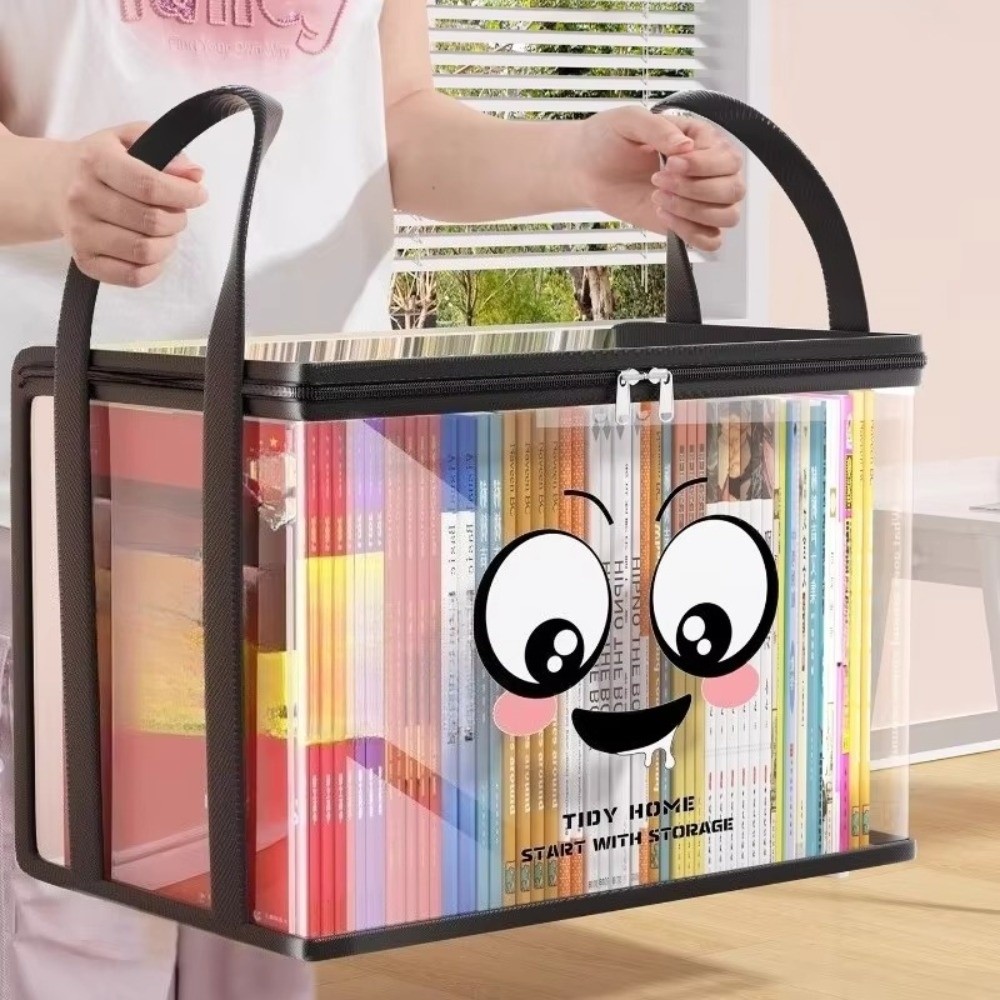 大型正方形ブック収納バッグ PVC透明ジッパー収納ボックス  - Home Office Bagas のレビューと価格