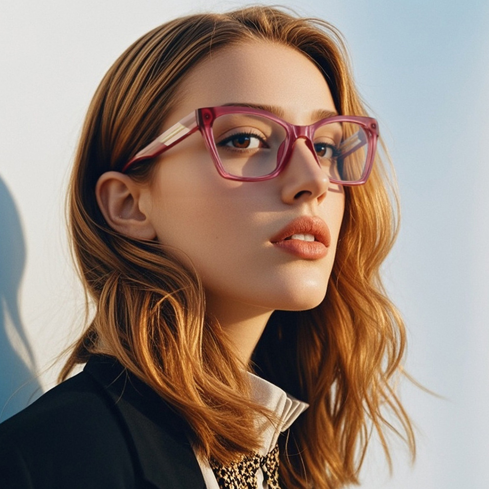 キャットアイ大型フレームブルーライトカット眼鏡フレーム女性向 - Blue Light Glasses のレビューと価格