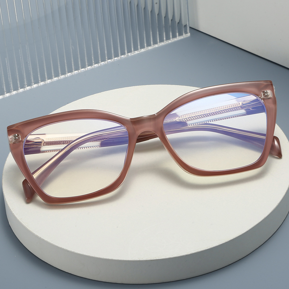 キャットアイ大型フレームブルーライトカット眼鏡フレーム女性向 - Blue Light Glasses のレビューと価格