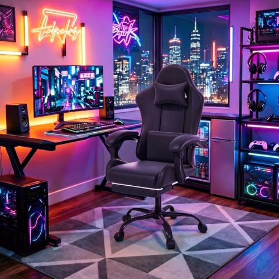 ホームオフィス用ゲーミングチェア、PUレザー、ブラック、人間 - Home Office Chair のレビューと価格