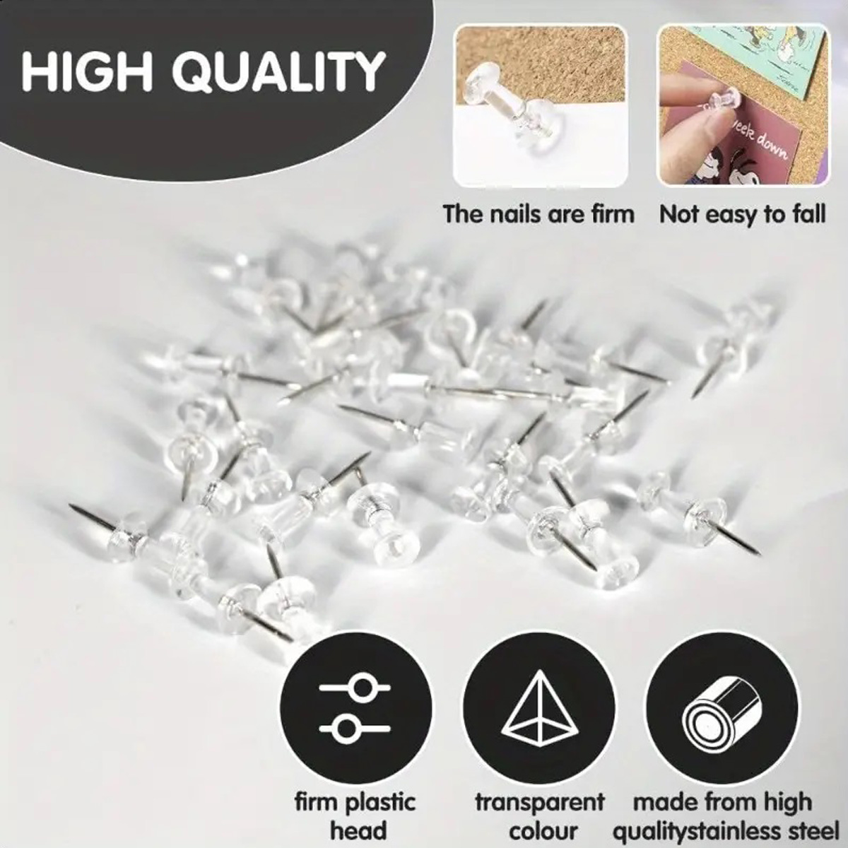 100/200/500/1000 個プッシュピンプラスチック - Home Office Head のレビューと価格