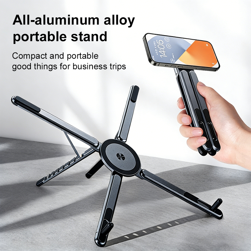 携帯電話用マグネット式ホルダー＆自撮り棒 3-in-1 折り - Laptop Stand Foldable のレビューと価格